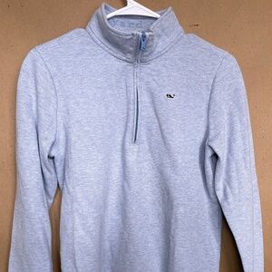Vineyard Vines Boys Long Sleeve Quarter-Zip Pullover Light Blue Stripe L (16)